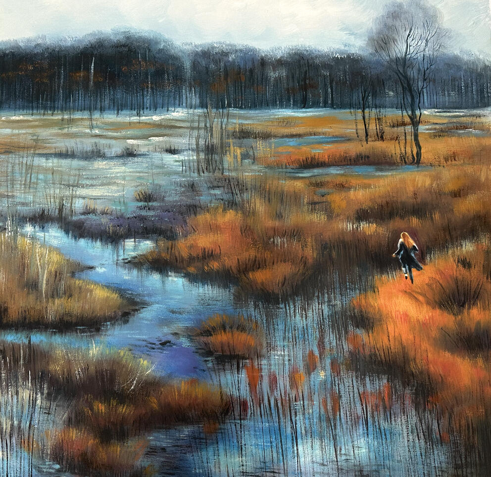 Into the Quiet floodplain, 2017, Boondall wetland, Oil on Linen, 70cm x 60cm