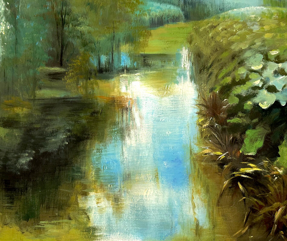 Reflections Along the Bank, Minnippi Parklands, Oil on Canvas 70cm x 60cm