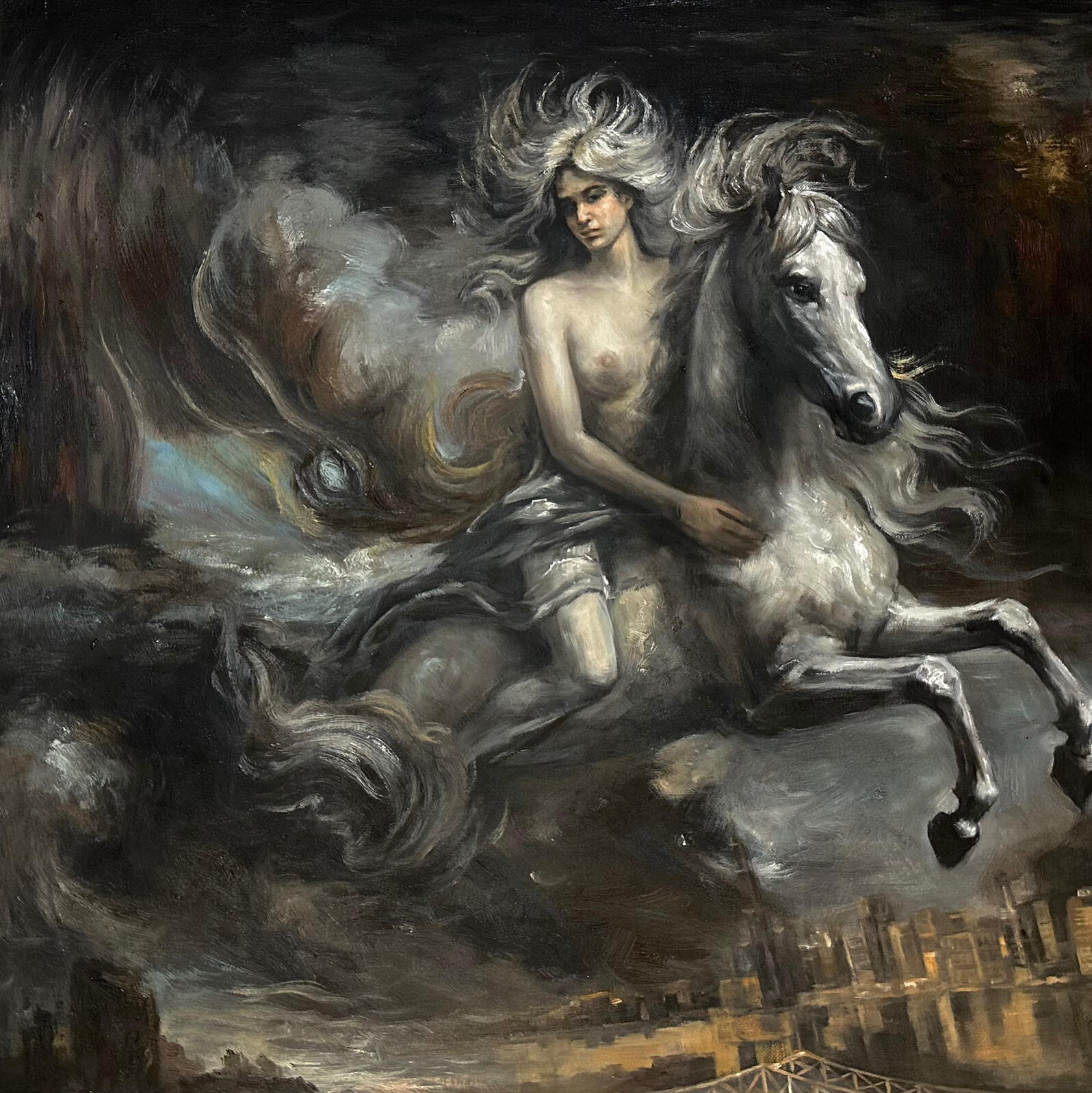 The White Mare, 2023, Oil on Linen, 60cm x 60vm