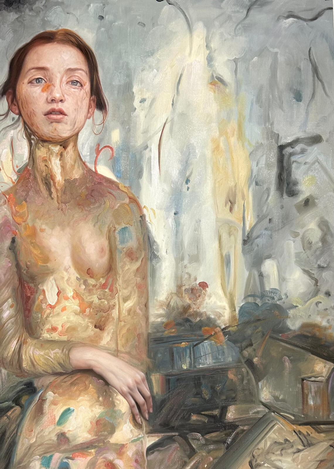 Inheritance of Silence, 2025, Oil on Linen, 70cm x 60cm