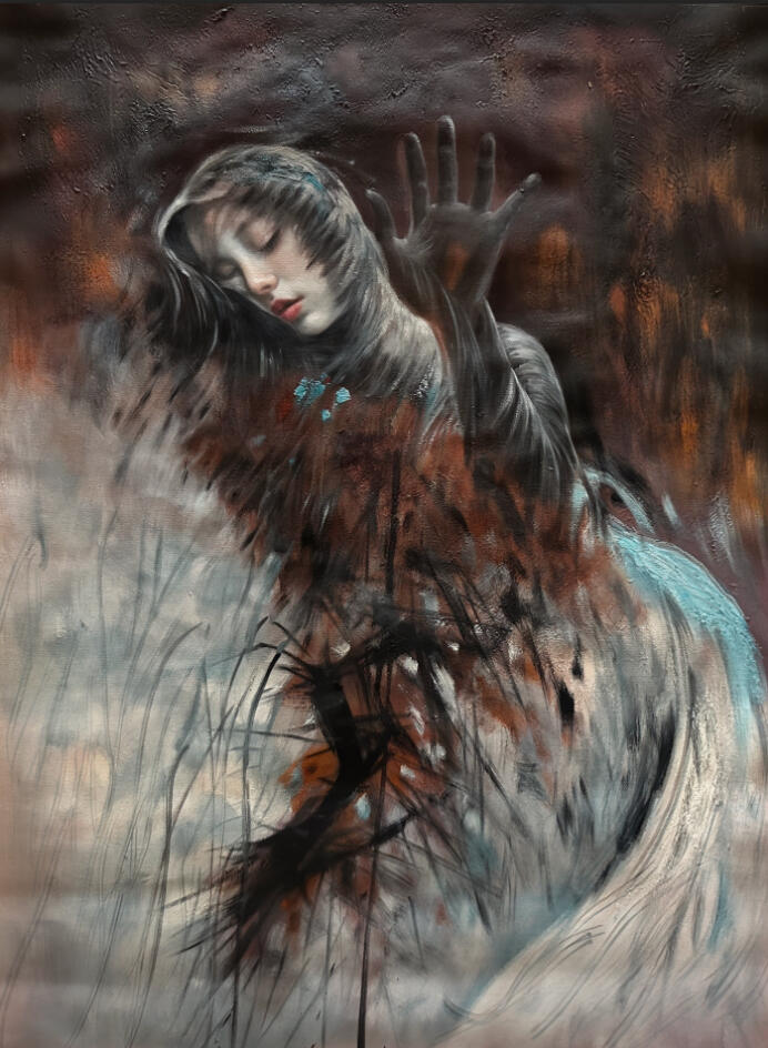 Falling Out of Form, 2024, Oil on Linen, 70cm x 50cm